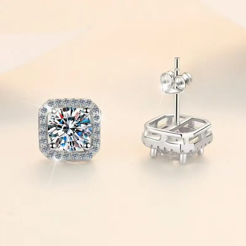 Square zircon earrings