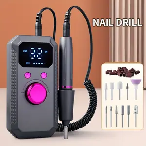 Portable Manicure Pedicure Tool, Wireless Rose Gold Electric Nail Grinder, LCD Display, Gel & Acrylic Nails, Salon & Home Use, Ideal Gift