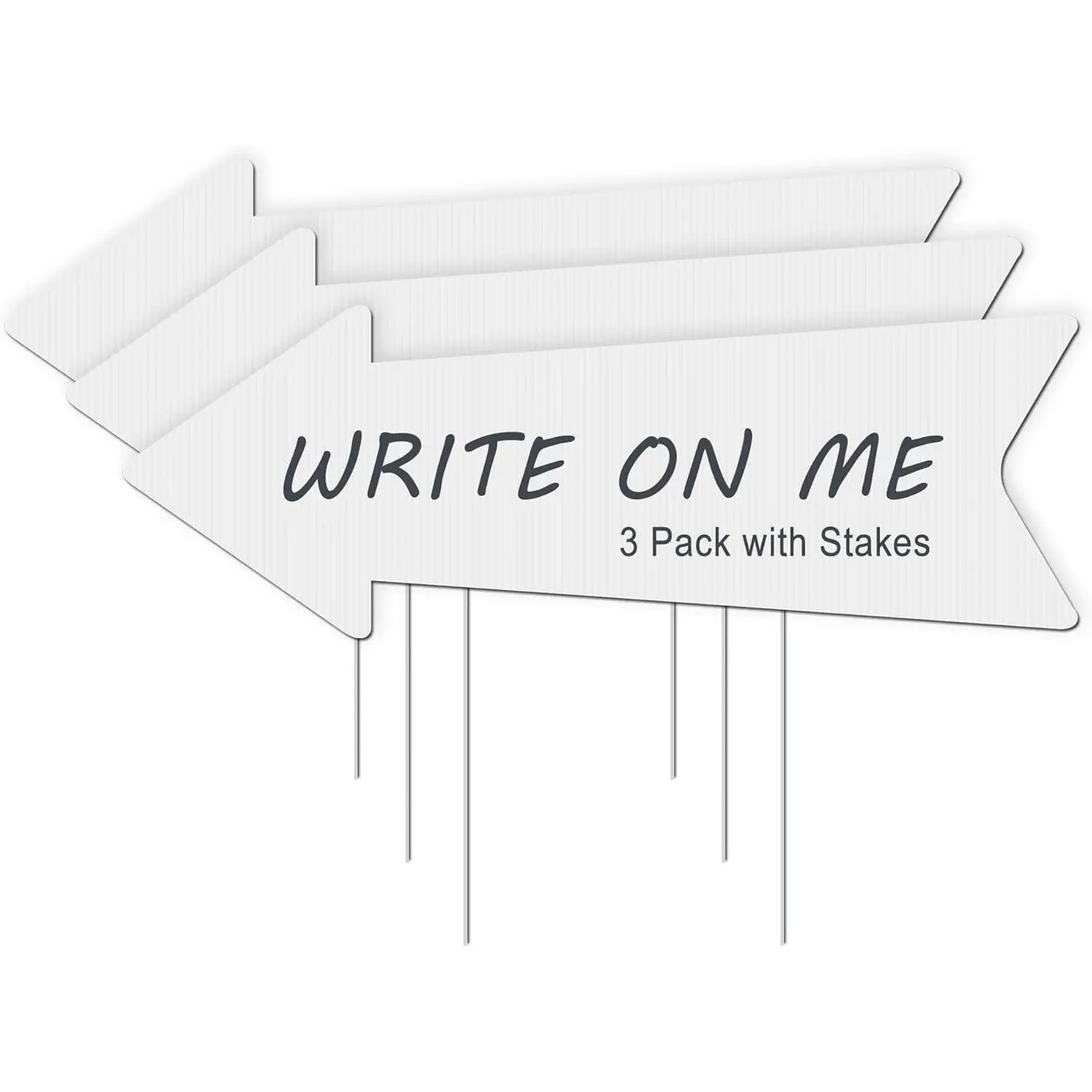 Blank Arrow Signs with Stakes 3 Pack 17 x 6 Inches Wedding Directional Yard Signs with Stakes, This Way Arrow Yard Signs Birthday Party Signs Arrow