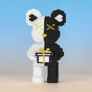 Gift Bear Building Blocks Model, Desktop Ornament, Party Supplies, Ideal Gift for Birthday, New Year & Festivals