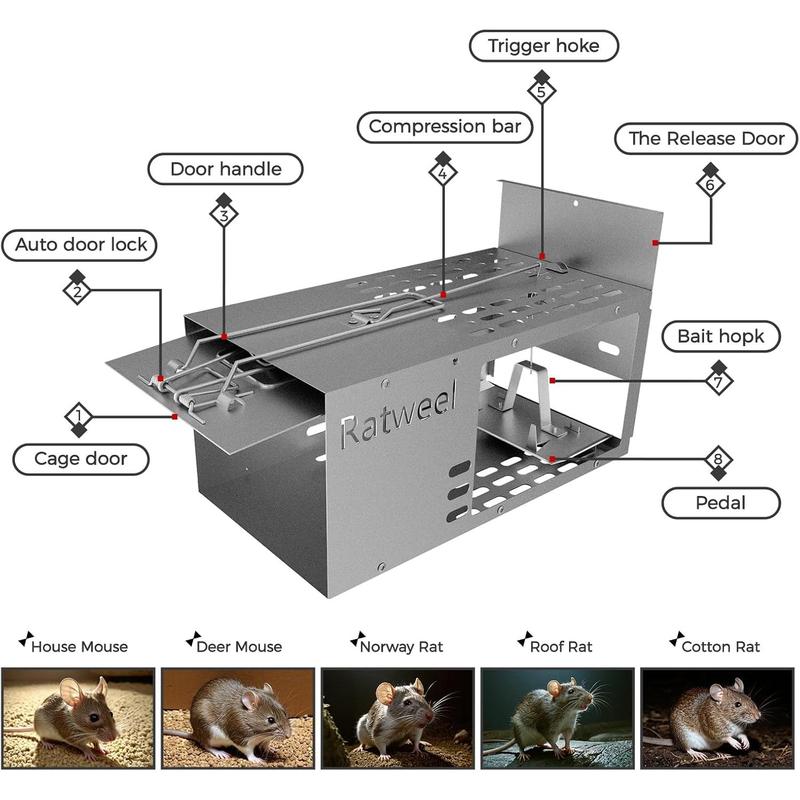 Humane Trap Live Mouse Trap Indoor Catch and Release Animal Cage Multi Large Bait Outdoor Reusable Chipmunk Mice Voles Rodent That Work (1)