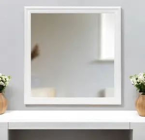 HomeRoots 482395 Traditional 38 in. White Square Wood Framed Accent Mirror