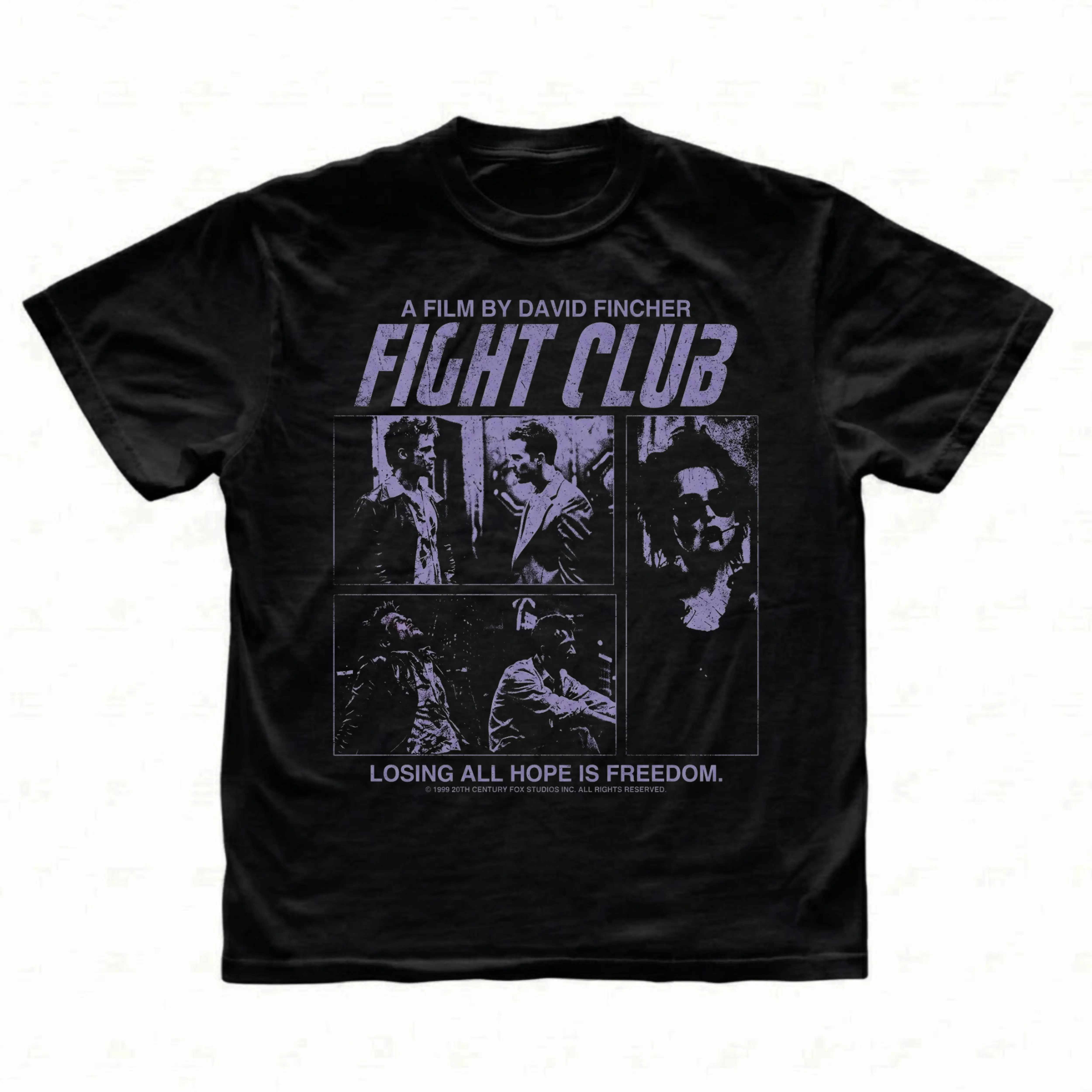 Gildan Men's and Women's T-Shirt, Vintage Fight Club Graphic Tee, Tyler Durden Brad Pitt Shirt, Movie Merch, Y2K Grunge Dark Aesthetic Streetwear Top, Losing All Hope Is Freedom Quote Apparel, Bootleg, Gift for Fans, Unisex Cotton, Menswear