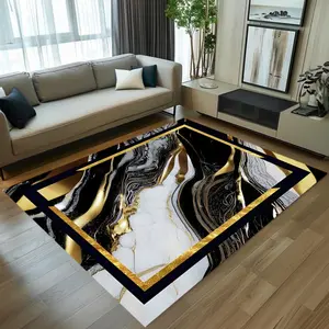 Black Marble Patterned Carpet Suitable for Home Decoration, Living Room, Bedroom, Dining Room, Home Office, Basement, Carpet, Home Decoration, Contemporary Rugs, Decorative Area Rug