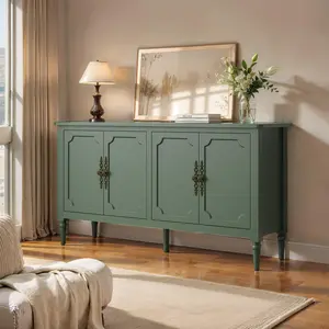 RoyalCraft L Console Table, Sideboard Buffet Cabinet with Storage, Sliding Doors & Adjustable Shelves, Sofa Table Behind the Couch, Modern Accent Coffee Bar for Entryway, Living Room, Dining Room, Kitchen