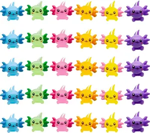 30PCS Mini Axolotl Colorful Resin Figurines – Cute Miniature Animal Charms, Cake Toppers & DIY Garden Ornaments, Easter & Happy Birthday Gifts