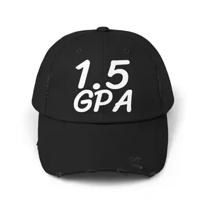 1.5 GPA Unisex Distressed Cap -  Hat, Casual Fashion, Graduation Gift, College Student Accessory, Trendy Streetwear