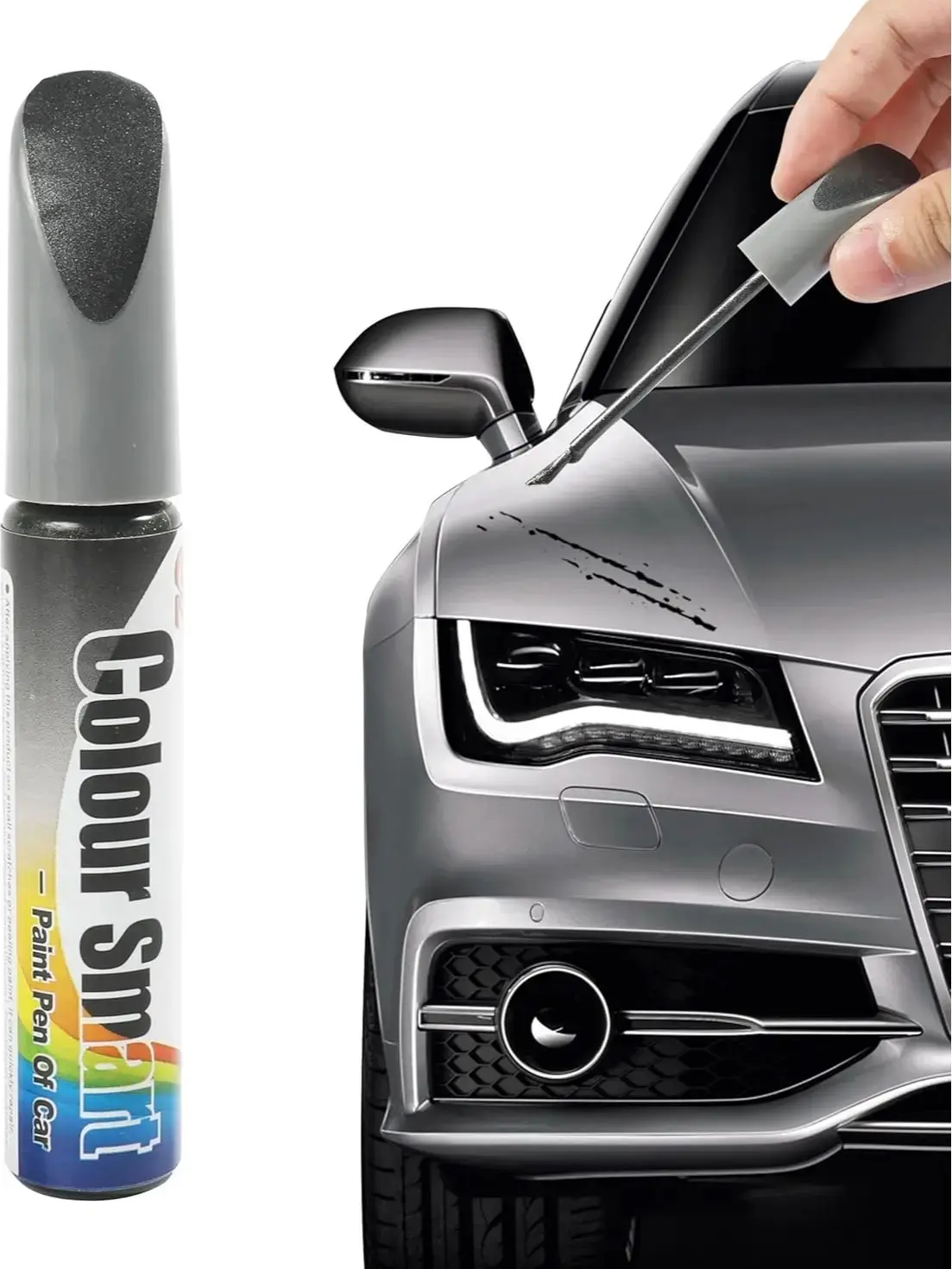Car Scratch Repair Pen - Gray Scratch Remover for Vehicles, Touch-Up Paint Fill for Deep Scratches, Car Accessories