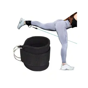 Men Women 1pc balck adjustable comfort gym ankle straps with double D-ring for glute workouts leg extensions lower body exercises