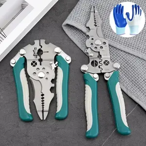 1Pcs Multifunctional Foldable Wire Stripper Crimper Cable Cutter Pliers Electrician Cable Cutting Wiring Pulling Stripping Tools