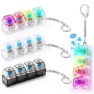 Keyboard Fidget Toy for Adults, Clicker Keyboard with LED Light, Loud & Silent Keyboard Fidget Keychain Adults Fun Keycap Keyboard Keychain for Anxiety Stress Relief