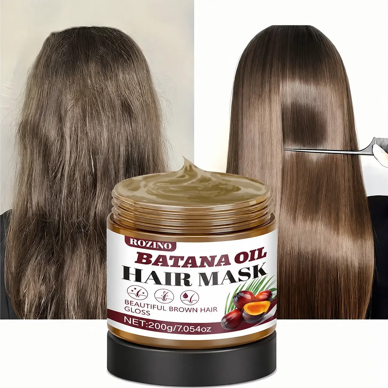 ROZINO 200g Batana Oil Hair Mask | Infused with Pure Batana Oil to Moisturize, Smooth & Add Shine, quick absorption & easy rinsing #tiktokshopbacktoschool homeessentials