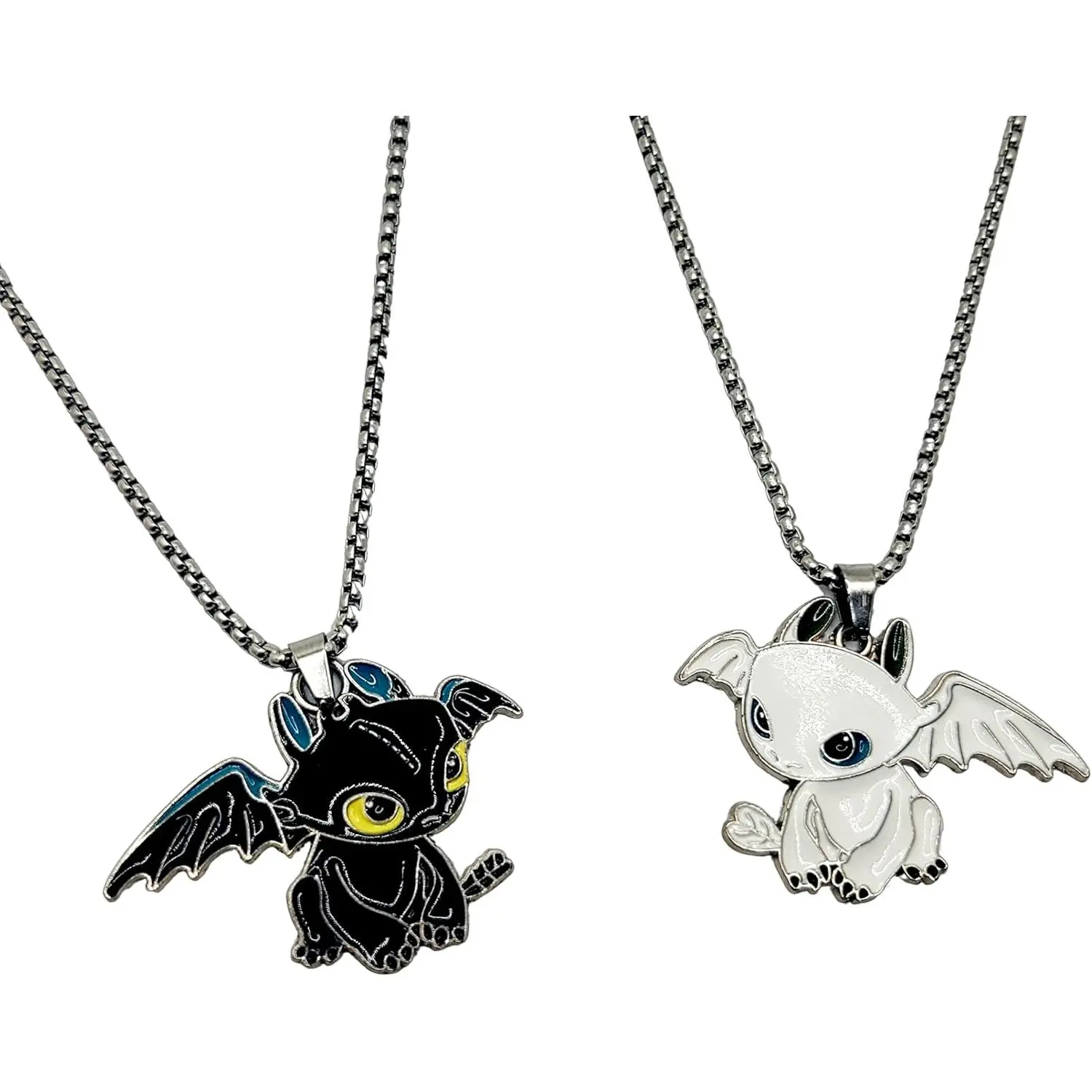 Dragon Matching Necklaces for Couples Lovers Boyfriend Girlfriend Gift Goth Emo Black White Cute Jewelry