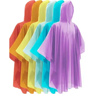 Rain Ponchos for Adults - Extra Long Emergency Poncho with Hood, 6/12/24 Family Pack Raincoat, Home Survival Kits