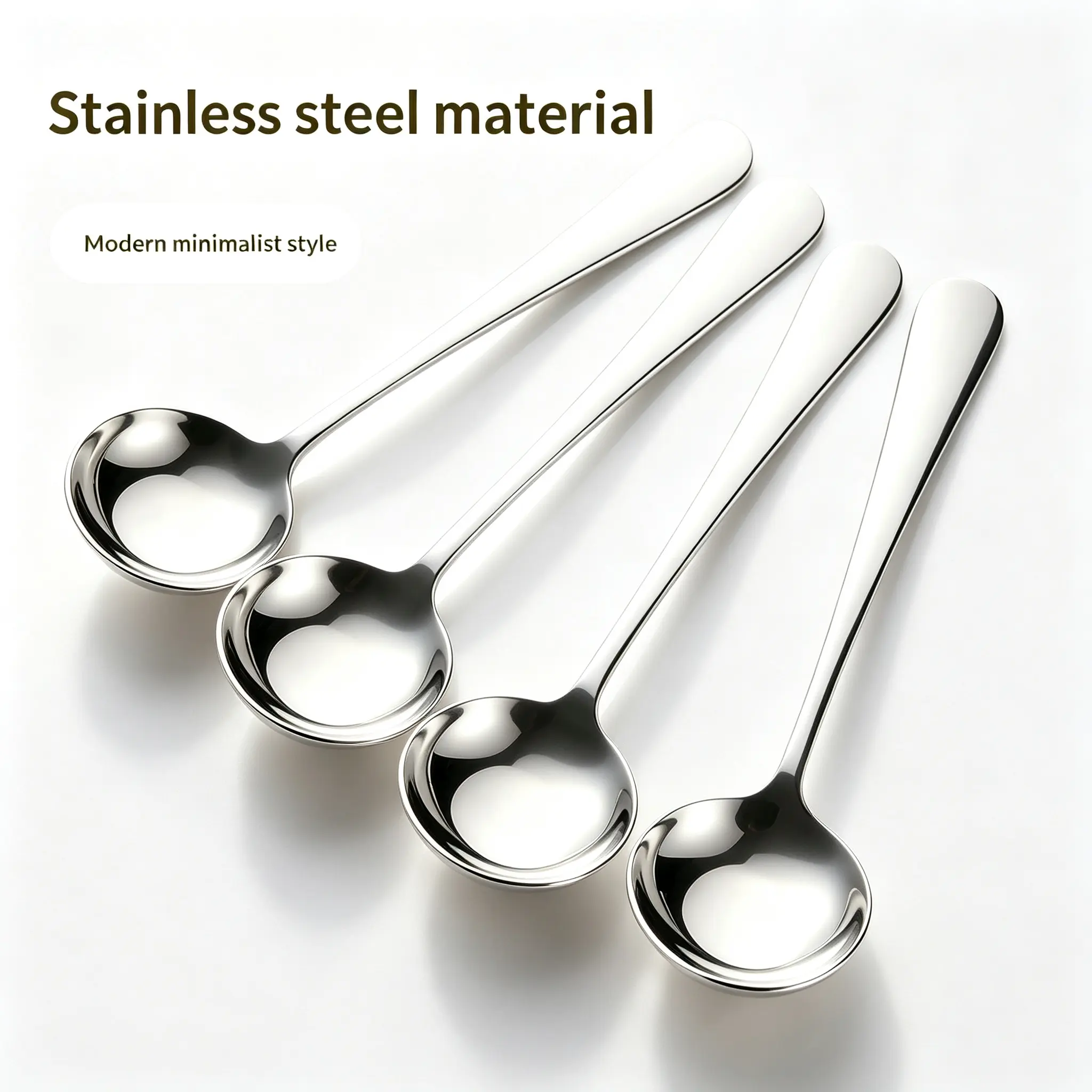 Spoon Stainless Steel Modern Simple Style Thickened Deepened Flat-Bottom Spoon Soup Spoon