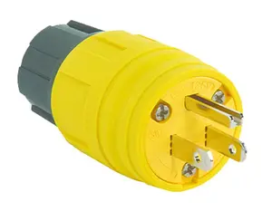 Pass & Seymour PS14W47CCV3 Watertight Rubber Housing Plug- 15A- 125V- Yellow