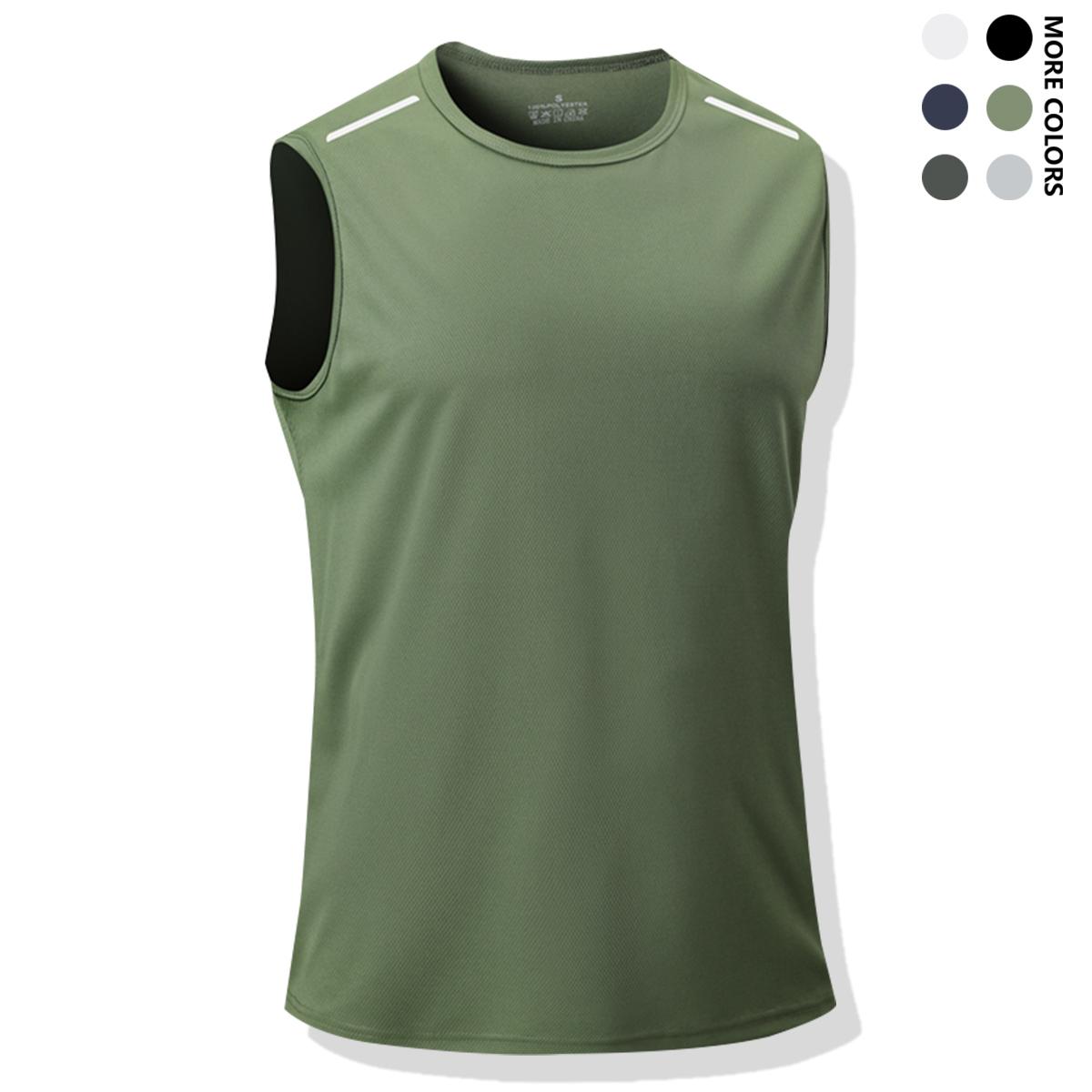 6pcs Set Summer Ice Sliky Fiber Fabric Men's Sleeveless T-Shirt Sports Quick-Dry Vest New Breathable Stretch Tank Top