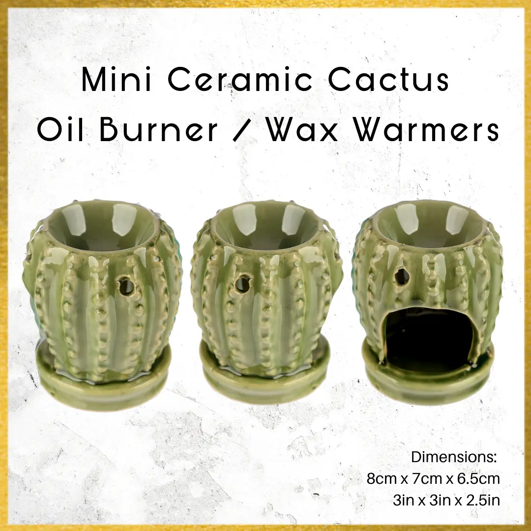 Light Green Mini Ceramic Cactus | Fragrance Warmer | Oil Burner / Wax Warmer