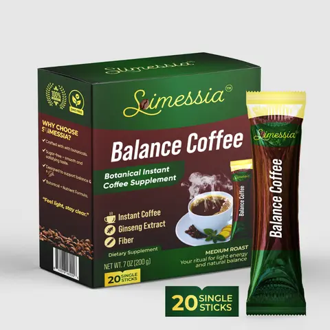 Simessia Balance Coffee - Botanical Instant Coffee Blend with Digestive Support - 10g Stick - 20 Servings Beverage