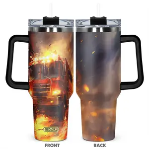 Firefighter Pattern Tumbler, 1 Count Stainless Steel Insulated Cup, Durable Water Bottle for Hot and Cold Beverages, Gift for Firefighters, Drinkware