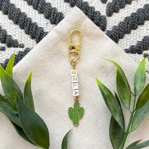 Handmade Cactus Name Keychain - Unique Gift for Everyday Use & Special Occasions - Colorful Flower Design - Versatile & Practical Accessory