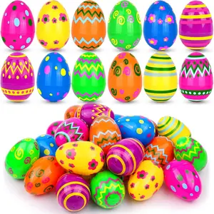 36 Pack Printed Easter Eggs, 3.15'' Tall Fillable Empty Eggs Bulks for Easter Eggs Hunt, Easter Basket Stuffers Fillers, Classroom Prize Supplies, Filling Treats and Favors