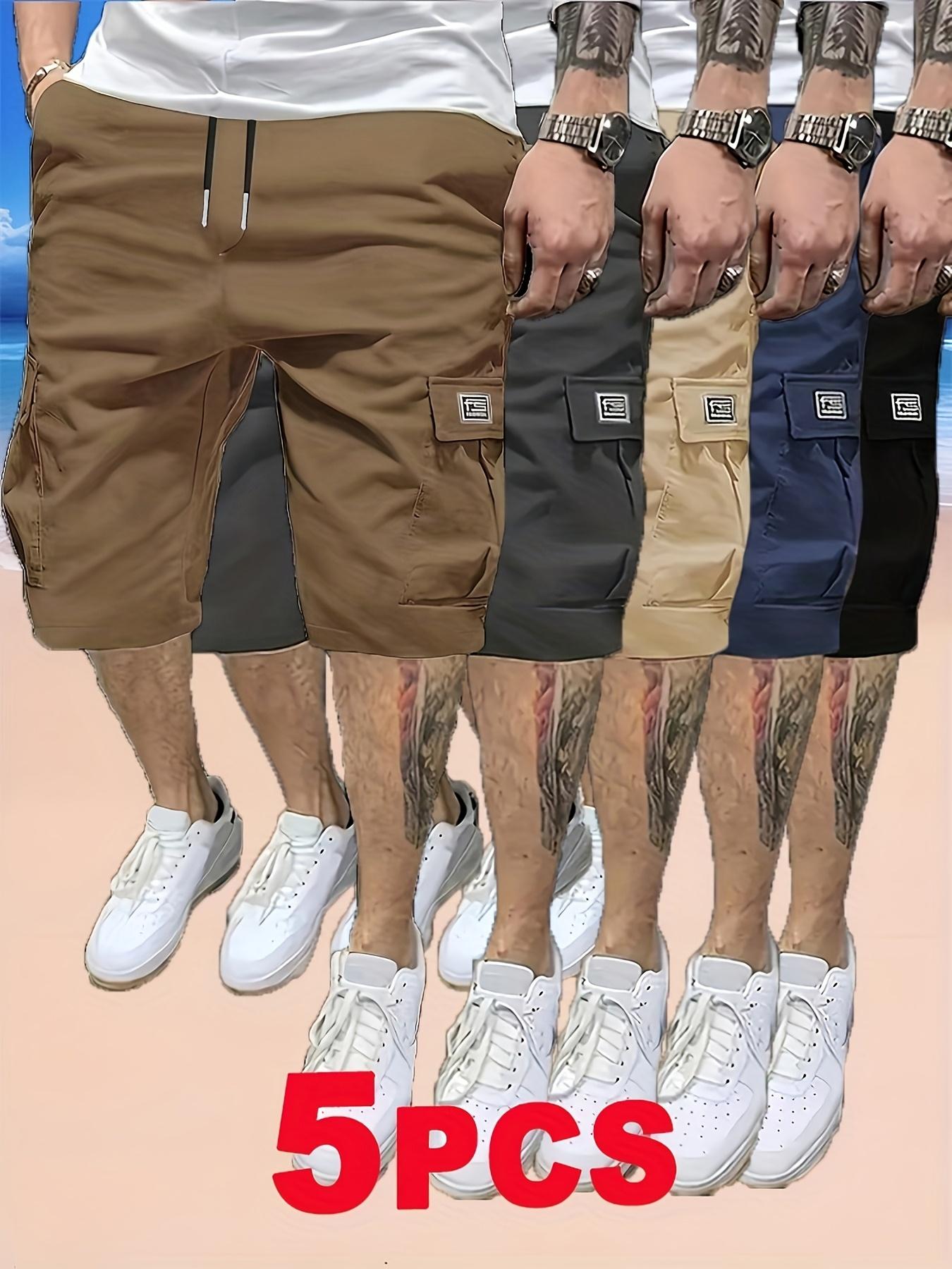 Men’s 5-Pack Cargo Shorts, Summer Trendy Casual Shorts, Multi-Pocket Design, Durable Fabric, Anti-Pilling, Wear-Resistant, Tear-Resistant, Comfortable and Breathable, Stylish and Versatile, Suitable for Outdoor Leisure