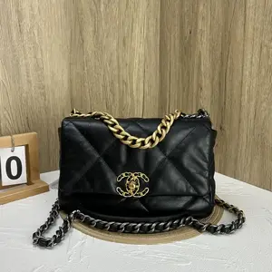 Pre-owned CHANEL 19 Bag (Small) — Quilted Goatskin Flap Bag with Two Tone Gold and Silver Chain (Shoulder Bag) 866