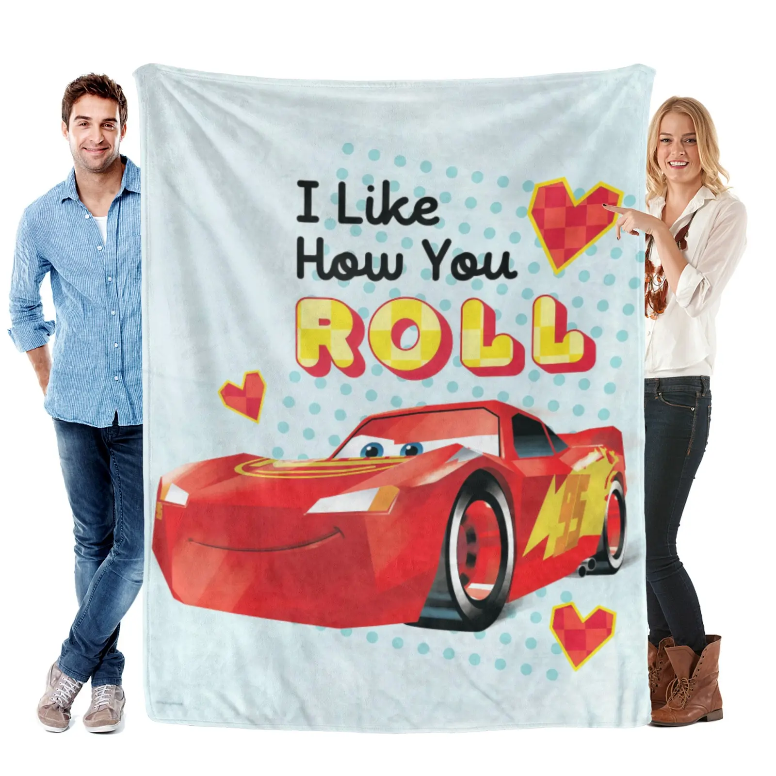 Disney Lightning Mcqueen Quote Art Blanket, Plush Fleece Disney Racing Fan Throw Blanket, For Young Car Lover Gift