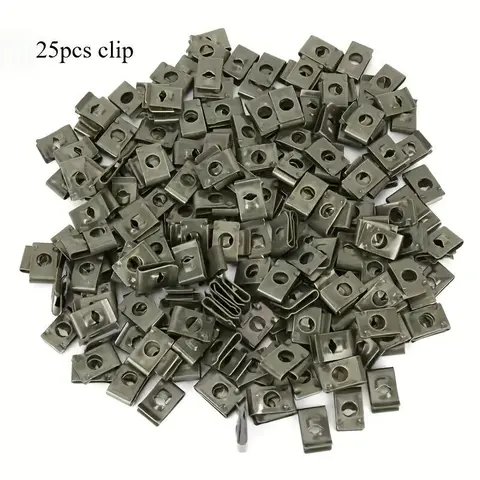10/20/25/100pcs Automotive Metal U-Shaped Fixing Clips, Self-Tapping Nut and Screw Base Clips for Internal Fender and Bumper Protection, Auto Fastener Clip