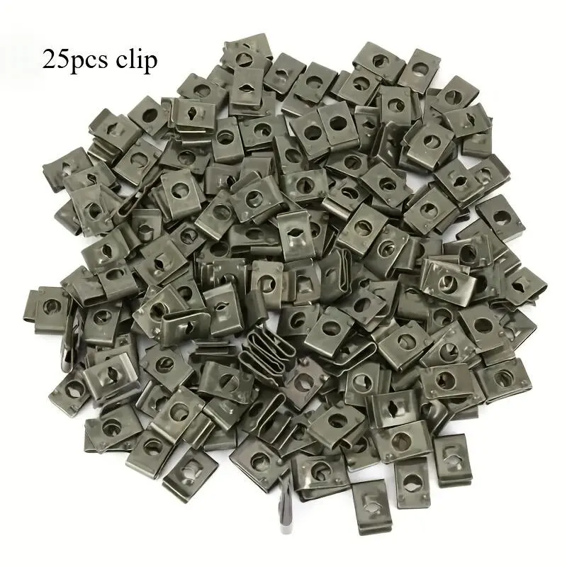 10/20/25/100pcs Automotive Metal U-shaped Fixing Clip, Self-tapping Nut Base U-shaped Clip, Automotive Screw Base, Automotive Metal Internal Fender Bumper Protection Clip, Car Accessories