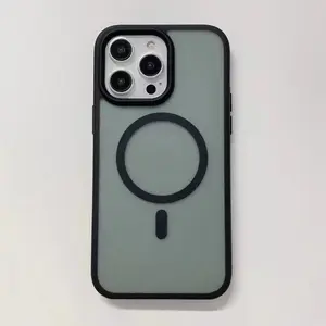 Magnetic Luxury Matte Translucent Armor Shockproof Case For iPhone 16 15 14 13 12 Pro Max For Magsafe Wireless Charge Cover
