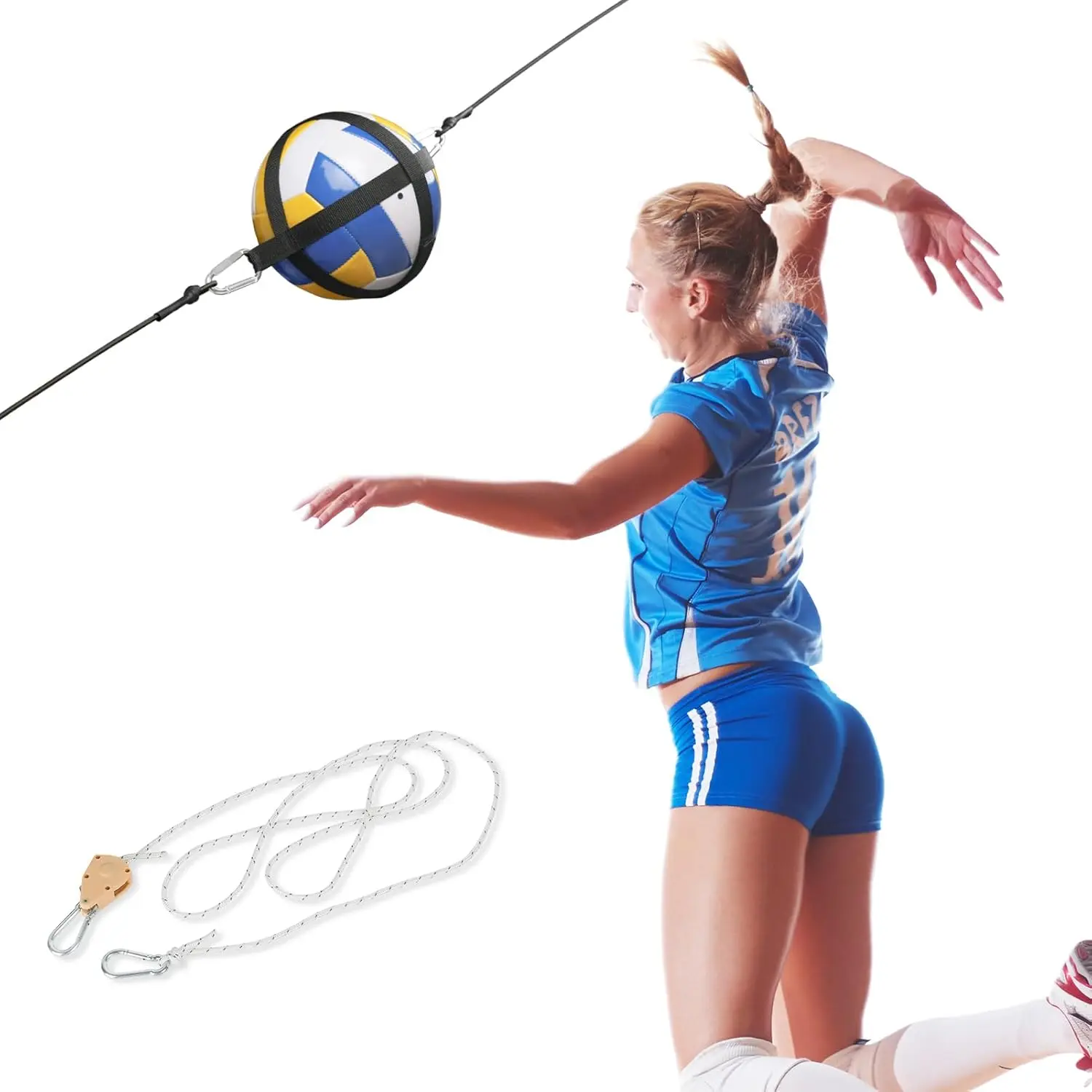 Volleyball  Equipment Aid System - Adjustable High Elasticity Volleyball Spike Trainer, Solo Spiking Hitting Serving Like a Pro Volleyball Practice Equipment Gift for Beginners & Experts
