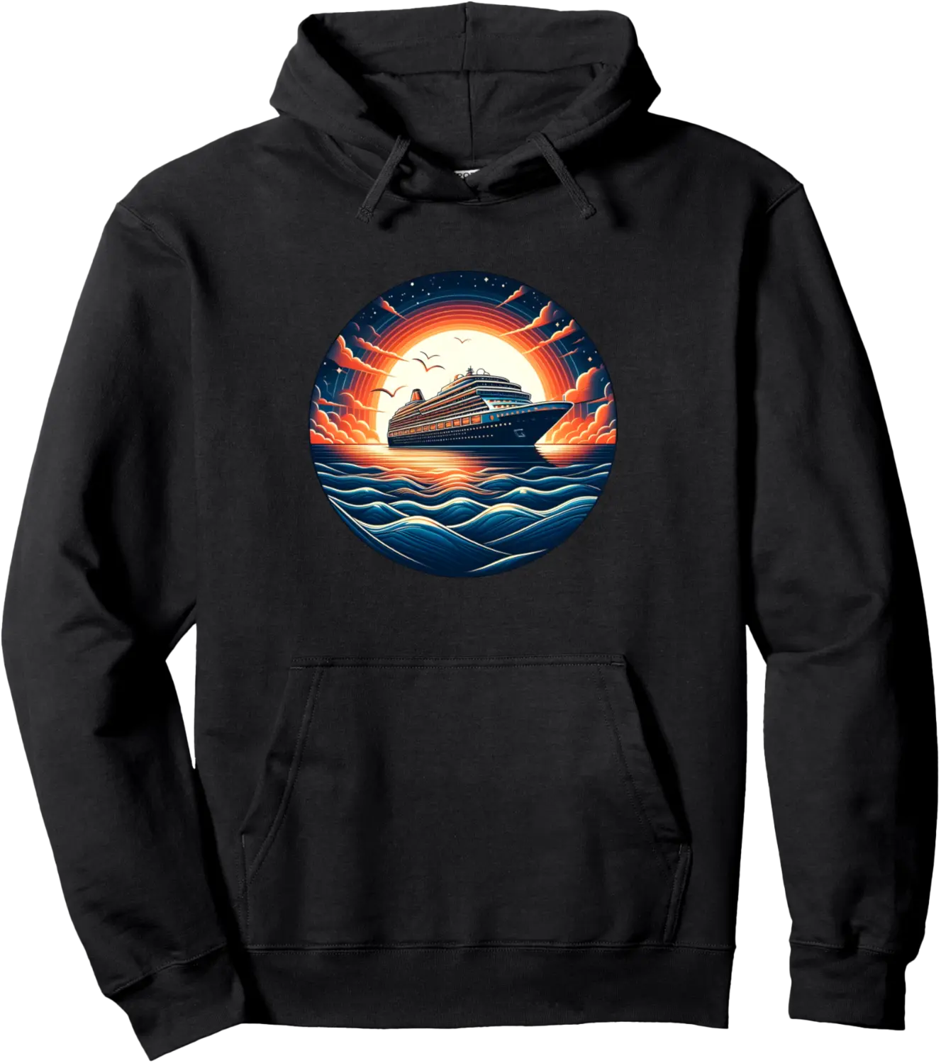 Cruise Ship in a Sunset Pullover Hoodie - Feliciabr Shop 89B0D9152LWS
