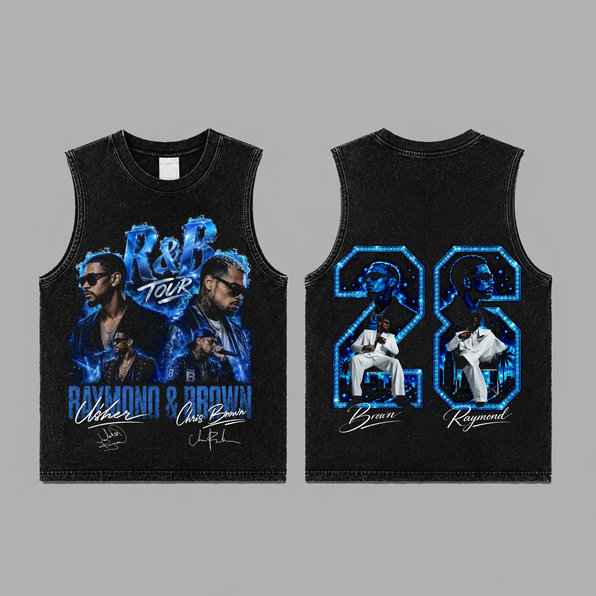 Vintage The R&B Tour 2026 - Raymond & Brown Blue Premium Acid Washed Tee, R&B Music Duo Graphic T-Shirt, Urban Hip Hop Soul Streetwear Shirt, Concert Tour Merch, Gift for R&B Fans, Vintage Music Tee