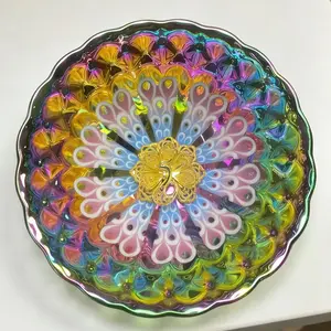 Iridescent Peacock Mandala Handcrafted Ceramic Teacup – Artisanal Jianzhan