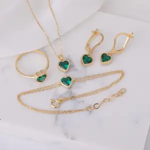 Secret Treasure Heart Necklace – Emerald Green Gemstone | 14K Gold Plated Adjustable Chain | Elegant Romantic Jewelry for Women