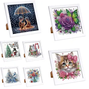 5D DIY Partial Special Shaped Drill Diamond Painting Kit with Painting Frame for Christmas Gift Home Living Room Decor