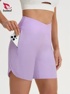 BALEAF 7" Women's Running Shorts Athletic Lightweight Quick Dry Shorts for Women Breathable Workout Crossover High Waisted Hiking Walking Moisture Wicking Zipper Pocket