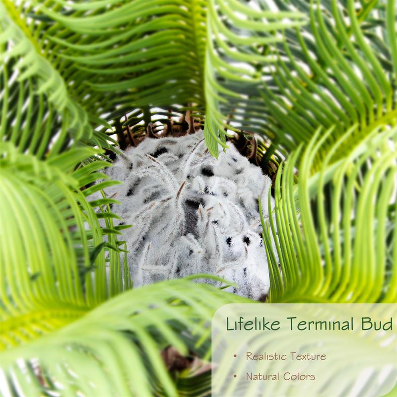 Bellacat UV-Resistant Faux Sago Palm Tree with Lifelike Bark & Realistic Leaves for Home Office Patio Decor, Sturdy Pots, Fade-Resistant Artificial Cycad Plants