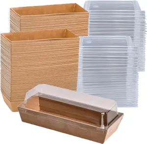100 Pack Disposable Sandwich Boxes, Paper Charcuterie Boxes with Clear , Swiss Roll Cake Container,To Go Dessert Boxes for Sushi, Muffins, , Waffle, Cookie,   Business