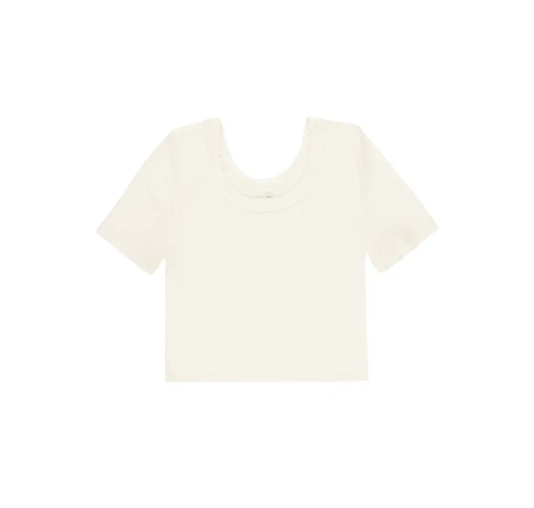 Rylee + Cru Pointelle Tee Ivory