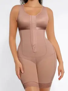 1 Count Women's U Shaped Stitching Design Tummy Control Shapewear, Fajas, Curve Hugging Compression Full Body Shaper, Front Hook Eye Closure Butt Lifting Slimming Lace Trim Hourglass Silhouette Romper for Dating & Outfit Matching Underwear, Elegance