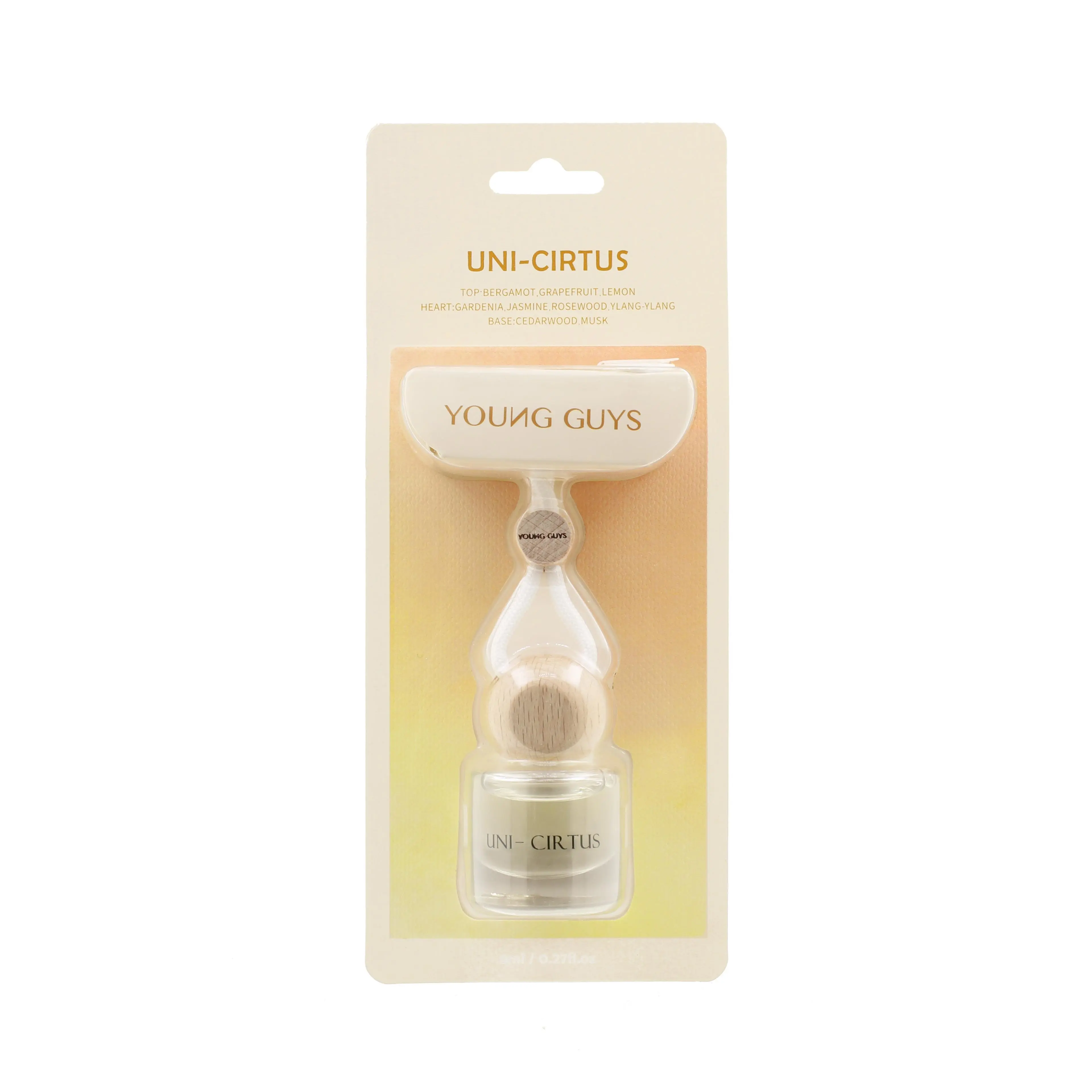 YOUNG GUYS Aurora Series Car Diffuser, 8ml Citrus Scent Glass Bottle Air Freshener for Home & Car, Flameless Aroma Diffuser, Long-Lasting Fragrance, Home Decor