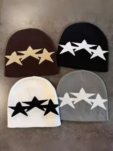 Autumn Winter Y2K Star Knit Hat, Fashionable Warm Cold Cap, Street Hip Hop Style, Suitable for Outdoor Sports, Street Parties, Daily Wear, Hat Beanie