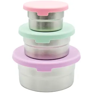 WeeSprout Stainless Steel Food Storage Containers, Leakproof Silicone Lids, BPA-Free - Set of 3 (3 oz, 6.10 oz, 12.85 oz)
