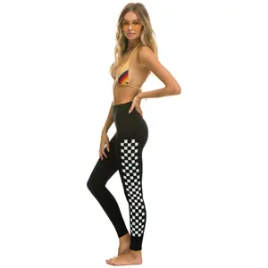 FULL LENGTH HI-RISE WHITE CHECKERBOARD LEGGINGS