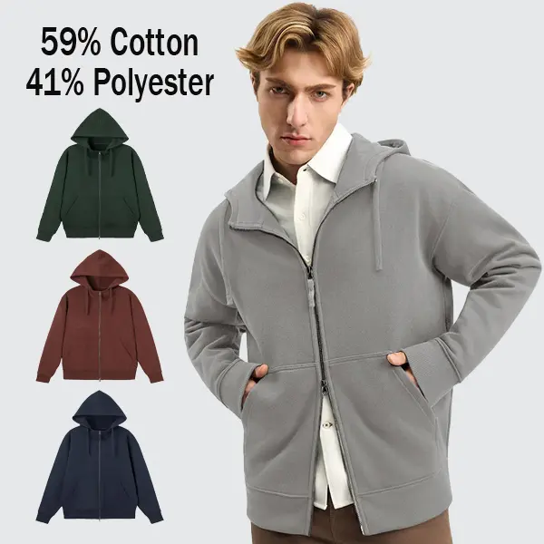 MEGA T SHOP Unisex Oversized Loose Zip-Up Hoodie - 4PS Heavy Soft Cotton Fleece, Dual-Zip Front, Pockets, Medium Length Long Sleeve, XS-4XL Unisex Fit, Casual Chic Day Wear