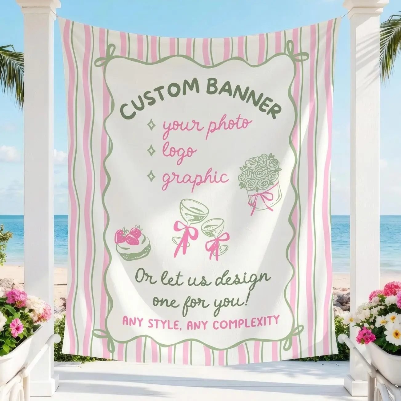 Custom Banner, Custom Tapestry, Custom Party Welcome Sign, Bachelorette, Bridal Shower, Baby Shower, Birthday Wall Photo Decor