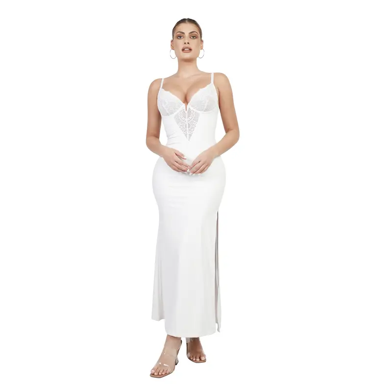 Split Maxi Dress-White